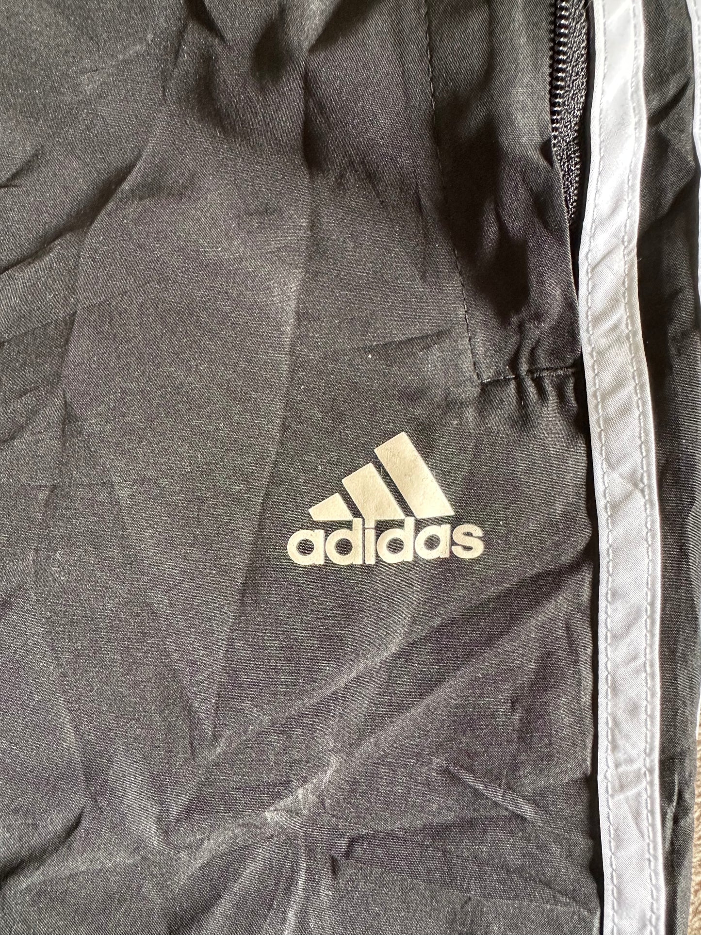 White Adidas Track Pants with Orange Stripe